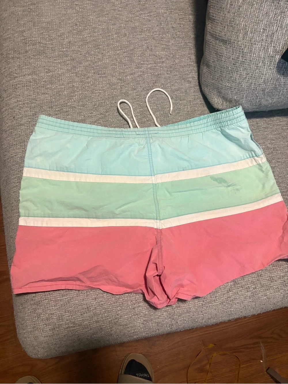 Men's Pastel Striped Swim Trunks - Mint, Aqua & Coral